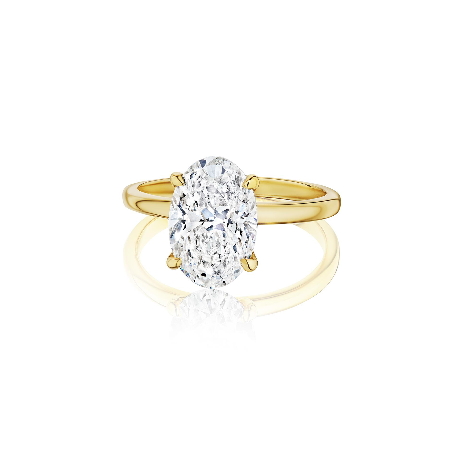 Yellow Gold Oval Diamond Solitaire Engagement Ring